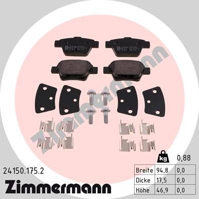 Zimmermann 24150.175.2 - Əyləc altlığı dəsti, əyləc diski furqanavto.az