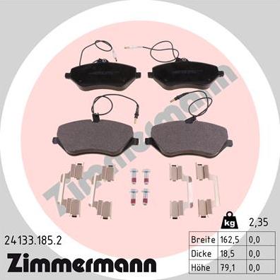 Zimmermann 24133.185.2 - Əyləc altlığı dəsti, əyləc diski furqanavto.az