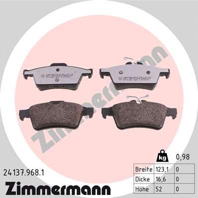 Zimmermann 24137.968.1 - Əyləc altlığı dəsti, əyləc diski furqanavto.az