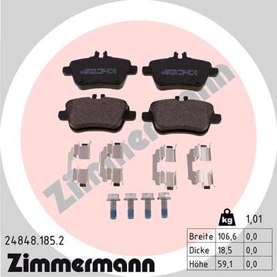 Zimmermann 24848.185.2 - Əyləc altlığı dəsti, əyləc diski furqanavto.az