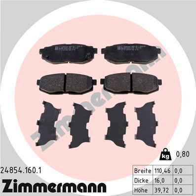 Zimmermann 24854.160.1 - Əyləc altlığı dəsti, əyləc diski furqanavto.az