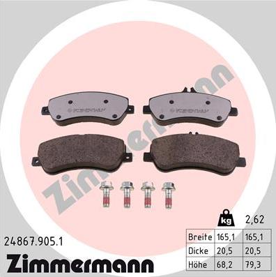 Zimmermann 24867.905.1 - Əyləc altlığı dəsti, əyləc diski furqanavto.az