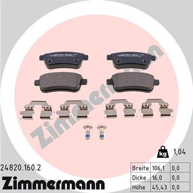 Zimmermann 24820.160.2 - Əyləc altlığı dəsti, əyləc diski furqanavto.az