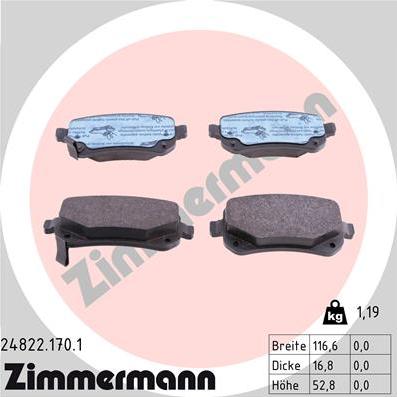 Zimmermann 24822.170.1 - Əyləc altlığı dəsti, əyləc diski furqanavto.az