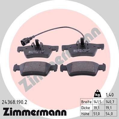 Zimmermann 24368.190.2 - Əyləc altlığı dəsti, əyləc diski furqanavto.az