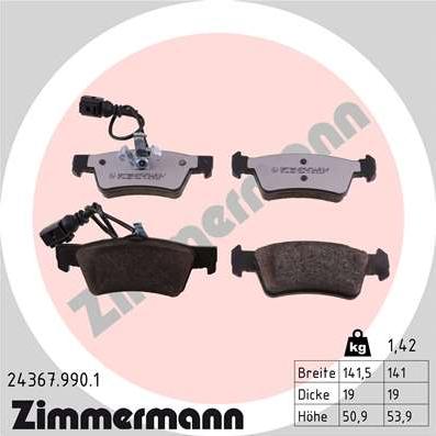 Zimmermann 24367.990.1 - Əyləc altlığı dəsti, əyləc diski furqanavto.az