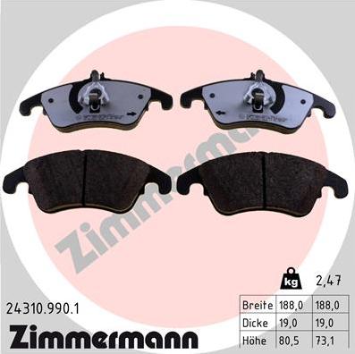 Zimmermann 24310.990.1 - Əyləc altlığı dəsti, əyləc diski furqanavto.az