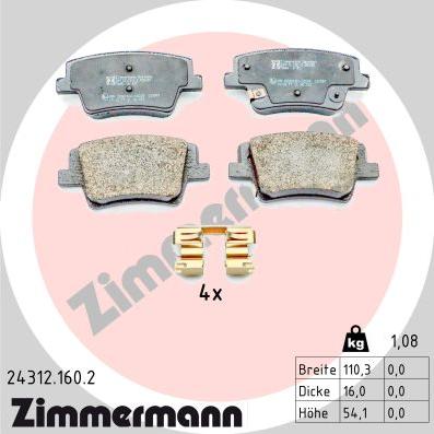Zimmermann 24312.160.2 - Əyləc altlığı dəsti, əyləc diski furqanavto.az