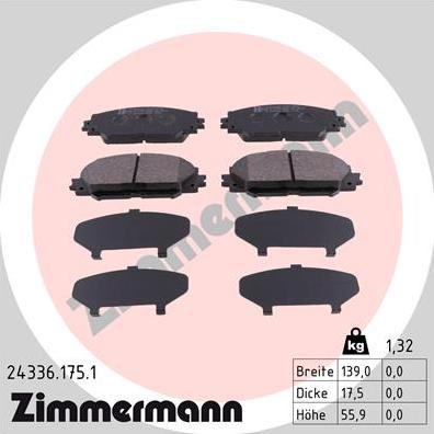 Zimmermann 24336.175.1 - Əyləc altlığı dəsti, əyləc diski furqanavto.az