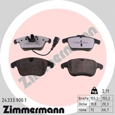 Zimmermann 24333.900.1 - Əyləc altlığı dəsti, əyləc diski furqanavto.az