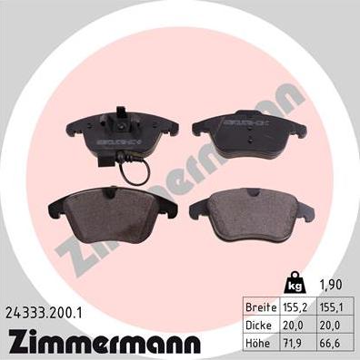 Zimmermann 24333.200.1 - Əyləc altlığı dəsti, əyləc diski furqanavto.az