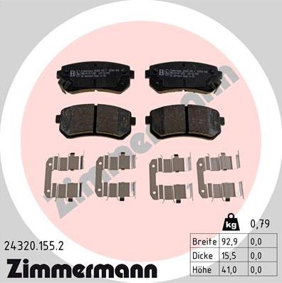 Zimmermann 24320.155.2 - Əyləc altlığı dəsti, əyləc diski furqanavto.az