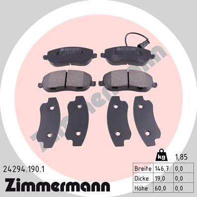 Zimmermann 24294.190.1 - Əyləc altlığı dəsti, əyləc diski furqanavto.az