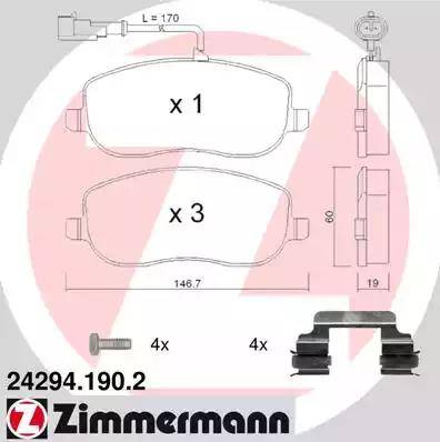 Zimmermann 24294.190.2 - Əyləc altlığı dəsti, əyləc diski furqanavto.az