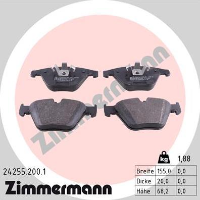 Zimmermann 24255.200.1 - Əyləc altlığı dəsti, əyləc diski furqanavto.az