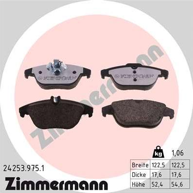 Zimmermann 24253.975.1 - Əyləc altlığı dəsti, əyləc diski furqanavto.az