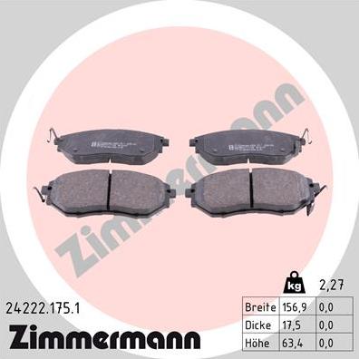 Zimmermann 24222.175.1 - Əyləc altlığı dəsti, əyləc diski furqanavto.az