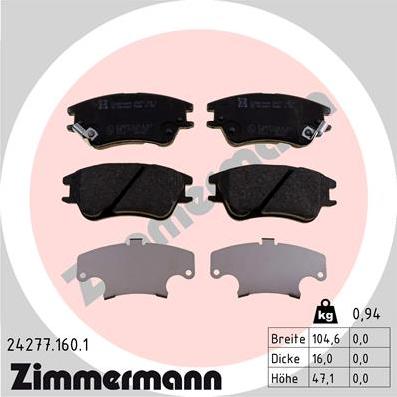 Zimmermann 24277.160.1 - Əyləc altlığı dəsti, əyləc diski furqanavto.az