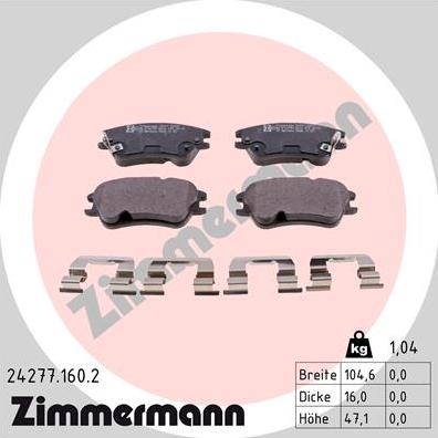 Zimmermann 24277.160.2 - Əyləc altlığı dəsti, əyləc diski furqanavto.az