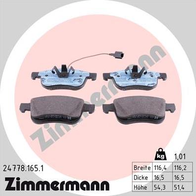 Zimmermann 24778.165.1 - Əyləc altlığı dəsti, əyləc diski furqanavto.az