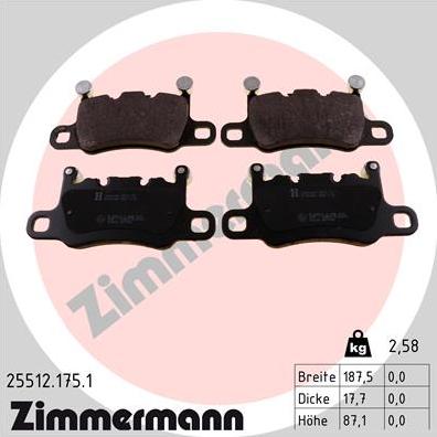 Zimmermann 25512.175.1 - Əyləc altlığı dəsti, əyləc diski furqanavto.az