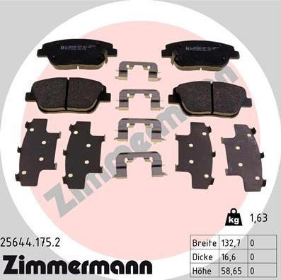 Zimmermann 25644.175.2 - Əyləc altlığı dəsti, əyləc diski furqanavto.az