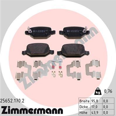 Zimmermann 25652.170.2 - Əyləc altlığı dəsti, əyləc diski furqanavto.az