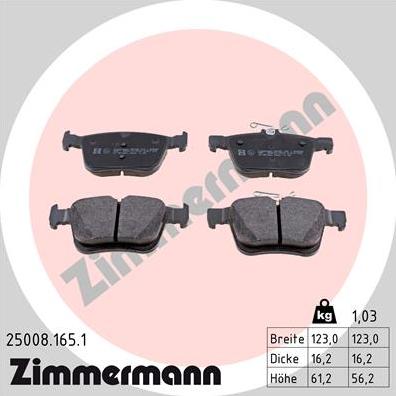 Zimmermann 25008.165.1 - Əyləc altlığı dəsti, əyləc diski furqanavto.az