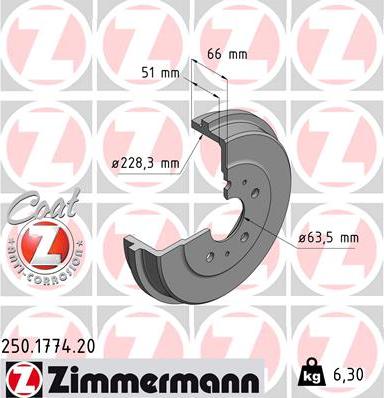 Zimmermann 250.1774.20 - Əyləc barabanı furqanavto.az