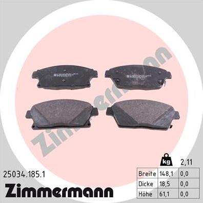 Zimmermann 25034.185.1 - Əyləc altlığı dəsti, əyləc diski furqanavto.az