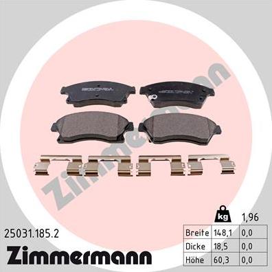 Zimmermann 25031.185.2 - Əyləc altlığı dəsti, əyləc diski furqanavto.az