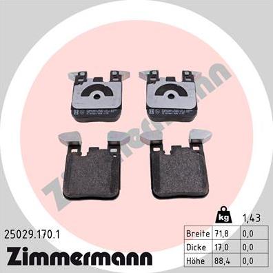 Zimmermann 25029.170.1 - Əyləc altlığı dəsti, əyləc diski furqanavto.az