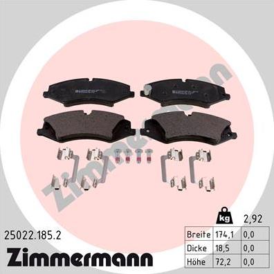 Zimmermann 25022.185.2 - Əyləc altlığı dəsti, əyləc diski furqanavto.az