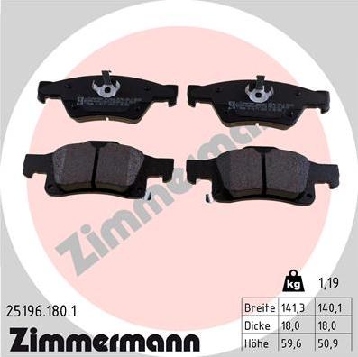 Zimmermann 25196.180.1 - Əyləc altlığı dəsti, əyləc diski www.furqanavto.az