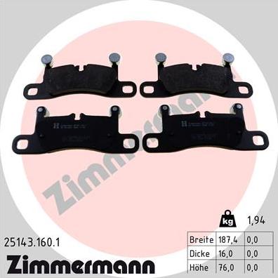 Zimmermann 25143.160.1 - Əyləc altlığı dəsti, əyləc diski furqanavto.az