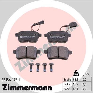 Zimmermann 25156.175.1 - Əyləc altlığı dəsti, əyləc diski furqanavto.az