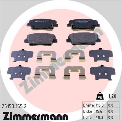 Zimmermann 25153.155.2 - Əyləc altlığı dəsti, əyləc diski furqanavto.az