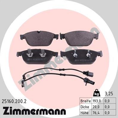 Zimmermann 25160.200.2 - Əyləc altlığı dəsti, əyləc diski furqanavto.az