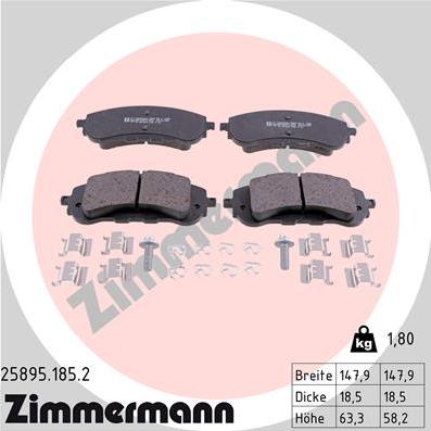 Zimmermann 25895.185.2 - Əyləc altlığı dəsti, əyləc diski furqanavto.az