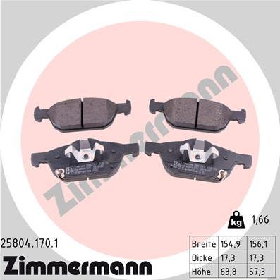 Zimmermann 25804.170.1 - Əyləc altlığı dəsti, əyləc diski furqanavto.az