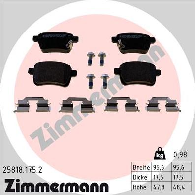 Zimmermann 25818.175.2 - Əyləc altlığı dəsti, əyləc diski furqanavto.az