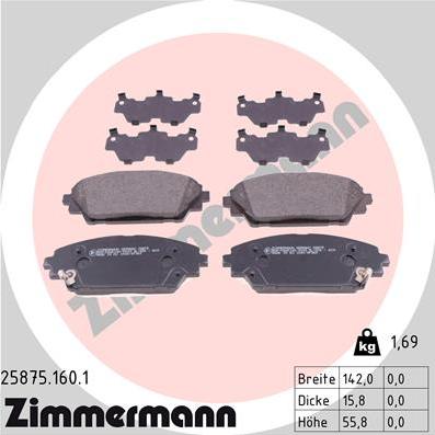 Zimmermann 25875.160.1 - Əyləc altlığı dəsti, əyləc diski furqanavto.az