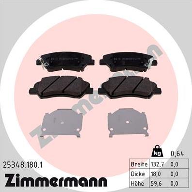 Zimmermann 25348.180.1 - Əyləc altlığı dəsti, əyləc diski furqanavto.az