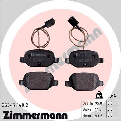 Zimmermann 25347.140.2 - Əyləc altlığı dəsti, əyləc diski furqanavto.az