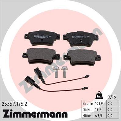 Zimmermann 25357.175.2 - Əyləc altlığı dəsti, əyləc diski furqanavto.az