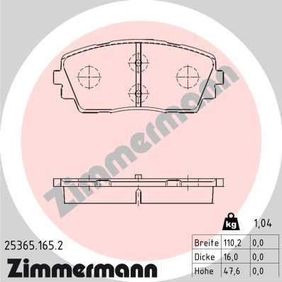 Zimmermann 25365.165.2 - Əyləc altlığı dəsti, əyləc diski furqanavto.az