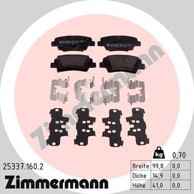 Zimmermann 25337.160.2 - Əyləc altlığı dəsti, əyləc diski furqanavto.az