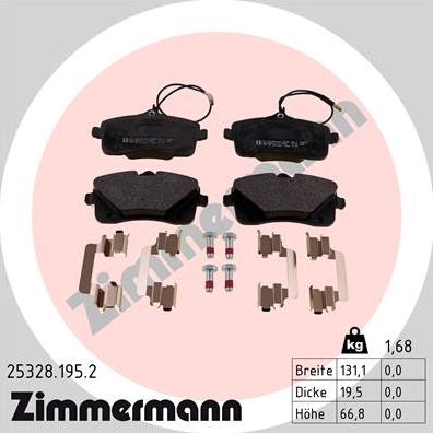 Zimmermann 25328.195.2 - Əyləc altlığı dəsti, əyləc diski furqanavto.az