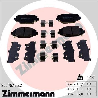 Zimmermann 25376.175.2 - Əyləc altlığı dəsti, əyləc diski furqanavto.az