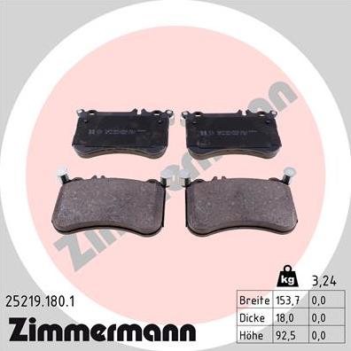 Zimmermann 25219.180.1 - Əyləc altlığı dəsti, əyləc diski furqanavto.az